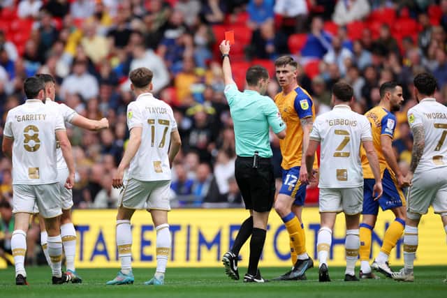 Wembley flashpoint as Oli Hawkins is sent off.