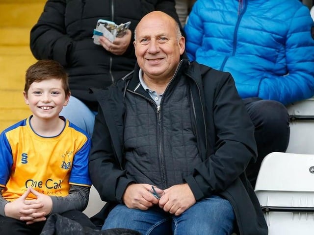Stags fans enjoy a 2-1 win at Stevenage in 2021.