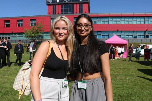 A-level students Libbie Elliott and Simran Nazren enjoyed the welcome week activities. (Photo by: Rebecca Howarth/West Nottinghamshire College)