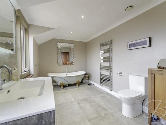 One of the stunning bathrooms in the home