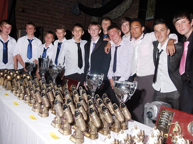 Chad Youth League presentation night at Festival Hall, Kirkby, in 2009. Pictured are some of the players who received awards on the night.