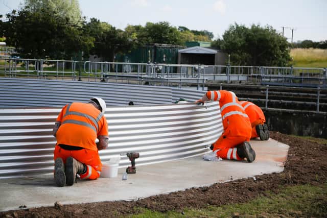 An example of a new storm tank being installed at a sewage treatment works