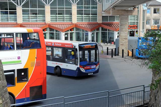 Buses at Mansfield bus station.