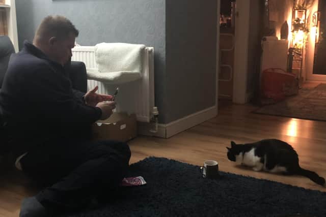 RSPCA inspector Daniel Bradshaw has been reunited with Dexter after he found him lying by the side of the road