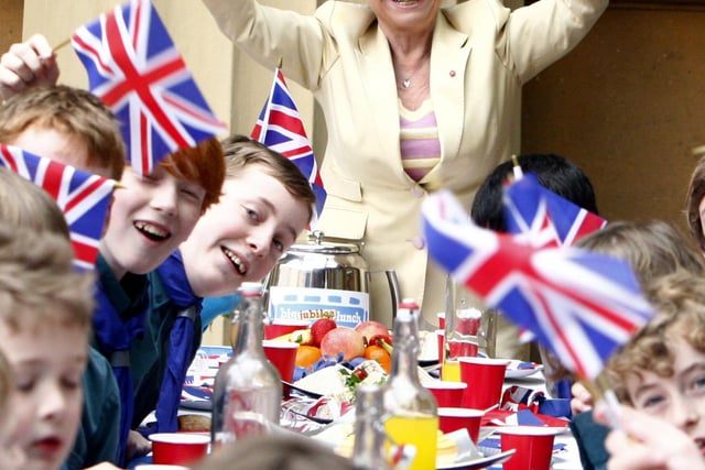 Barbara Windsor joining scouts for the Big Jubilee Lunch at Buckingham Palace.