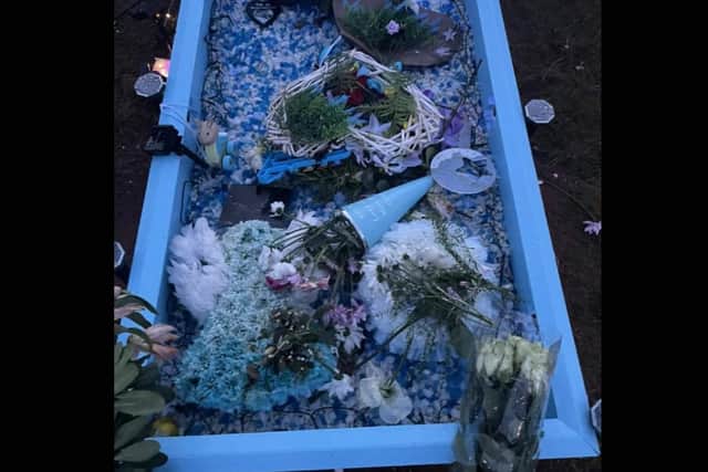 The grave was damaged on Friday afternoon