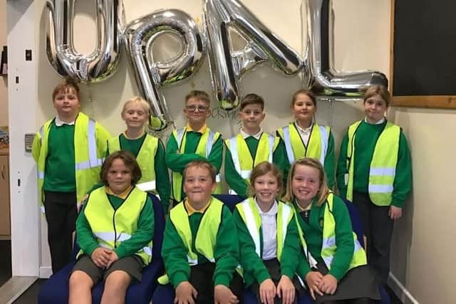 The school's children's Opal Ambassadors who help drive Opal outside and help the other children. Photo: Submitted