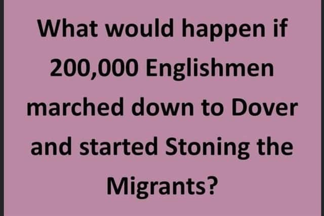 Mr Peach advocated stoning migrants in another post