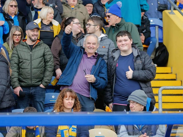 Mansfield Town fans ahead of the win over Stevenage.