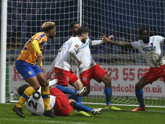 Nicky Maynard scores the winning goal with the last kick of the match. Pic by Andrew Roe/AH Pix.