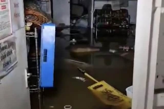 Flooding in the cellar of The White Swan.