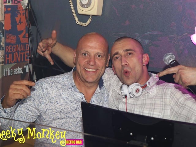 Posing with the DJ