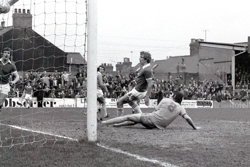 Ernie Moss in action for Mansfield against Chesterfield in April 1977. Stags took the honours with a 2-1 win in front of 11,905 fans.