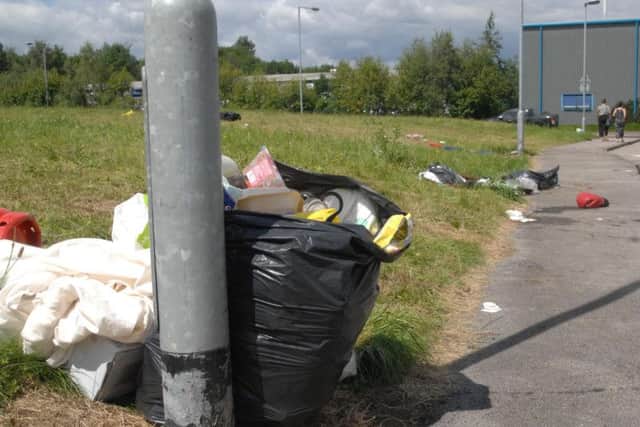 Litter is still on the site hours after travelers left the area.