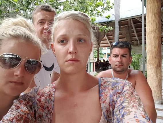 Tourist Jemma Hayes with other British holidaymakers at a Cuban hotel.