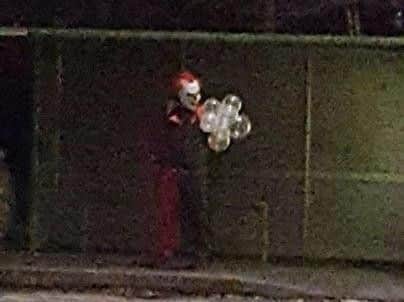 This clown was seen in Nuncaregate Road, Kirkby. (Source: Facebok).