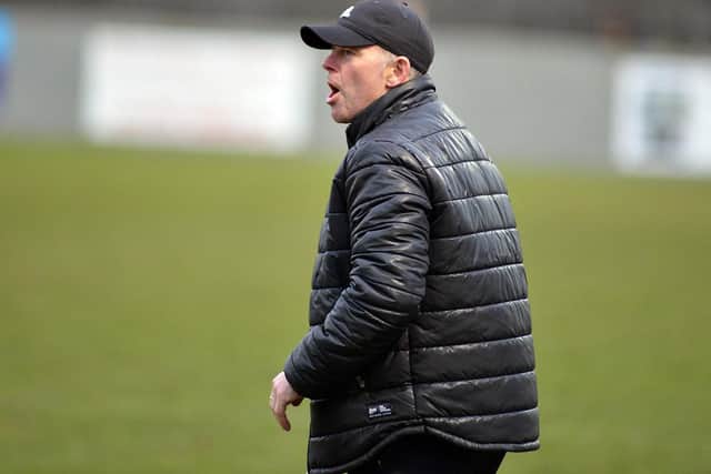 Selston manager Craig Weston roars his team on.