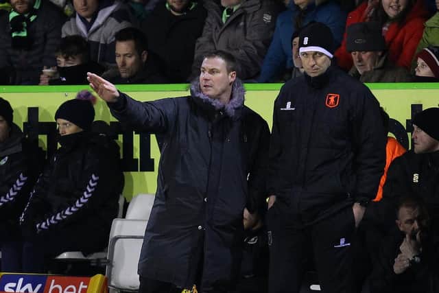 The Stags bench during the game.