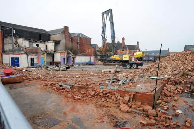 Demolition in progress on the old Gala Bingo site, Albert Street, Mansfield.