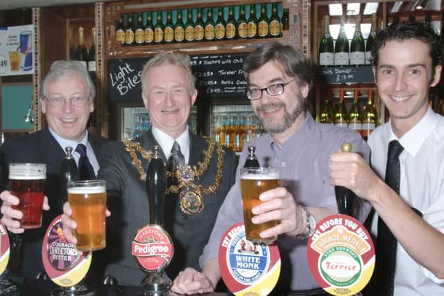 2003: A fabulous bygone shot taken at the launch of Mansfields Beer Festival. Did you go to this event and sample some ale?