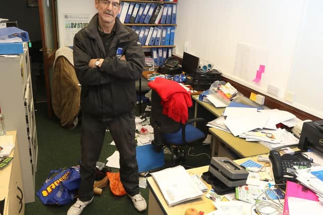 Barry Caunt owner of Selous Security at the firms HQ , Opas House Market Street