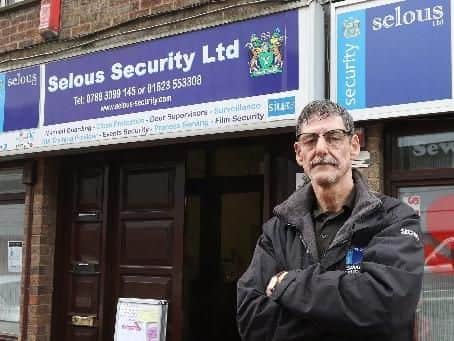 Barry Caunt owner of Selous Security at the firms HQ , Opas House Market Street.