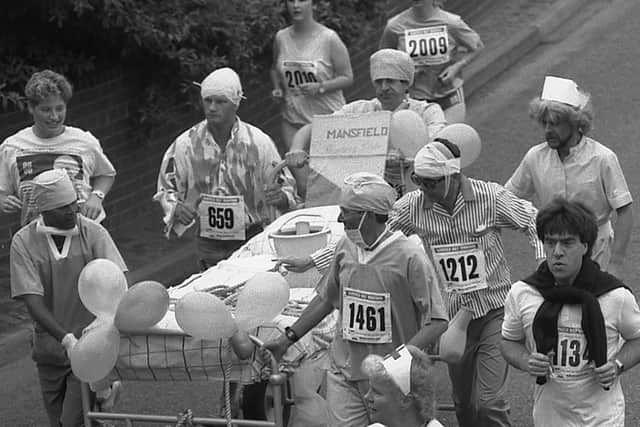 1989: These runners are dressed the part at the Mansfield Half Marathon but what were they raising money for, do you know?
