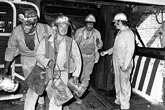 Miners at Thoresby Colliery.