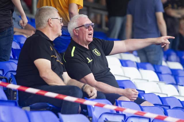Mansfield Town fans during the defeat at Oldham.