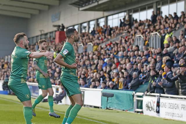 CJ Hamilton celebrates in front of the Stags fans