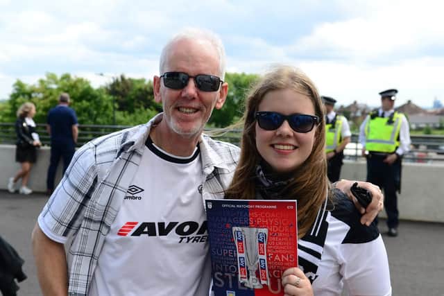 Derby fans before today's play-off final defeat.