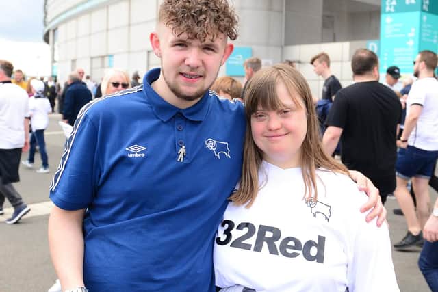 Derby fans before today's play-off final defeat.