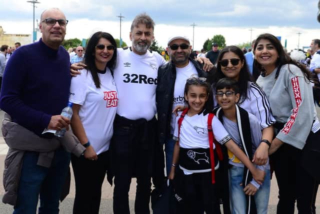 Derby fans before today's play-off final defeat.