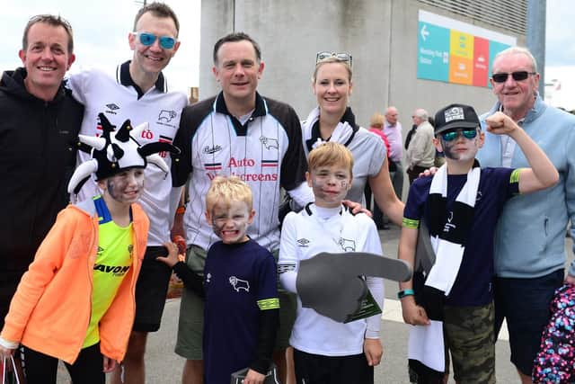 Derby fans before today's play-off final defeat.