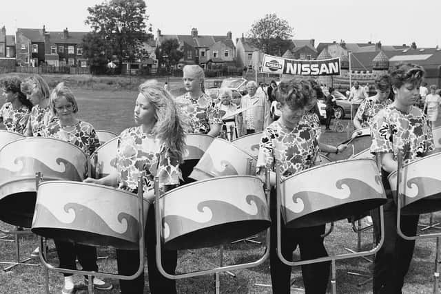 1989: This steel band get the crowd toe tapping at the Mansfield Carnival. Did you see them?