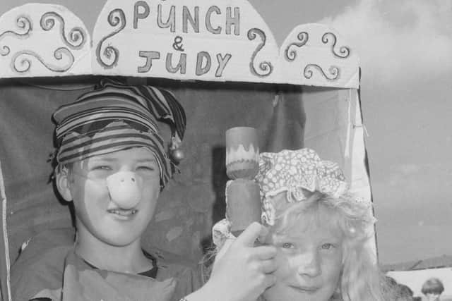 1990: This duo have dressed up as Punch and Judy at the Sutton-in-Ashfield Show. Did you see them there?
