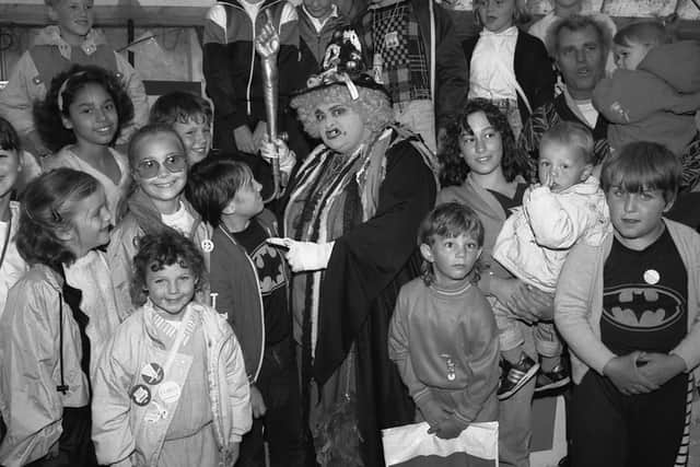 1989: Children and parents gather around for this fantastic shot taken at the Mansfield Show. Centre of the picture is childrens TV villain Grotbags. Are you on this picture?