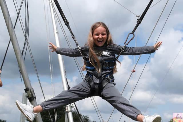 Ebony Roberts enjoys the trampoline.