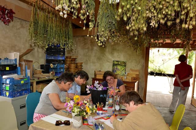 There was flower arranging on the day.