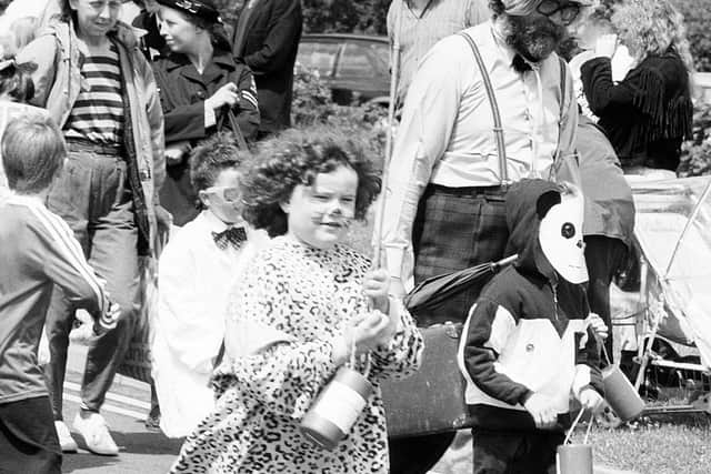 1990: These children are all dressed up and look like they are collecting for charity at the Mansfield Carnival. Do you know what the charity was?