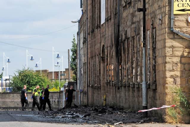 Remnants of the building.
