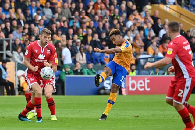 Action from Stags' 2-2 draw with Morecambe.
