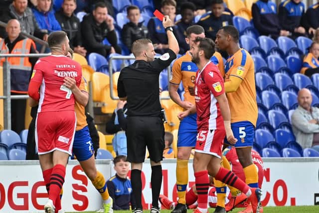 Action from Stags' 2-2 draw with Morecambe.
