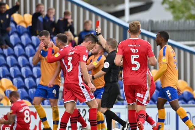Action from Stags' 2-2 draw with Morecambe.