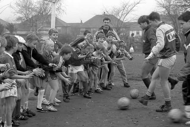1989 Woodhouse, Stags players coaching at St Edmunds School.