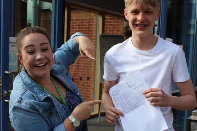Emily Roach, drama teacher with Hayden Peat.