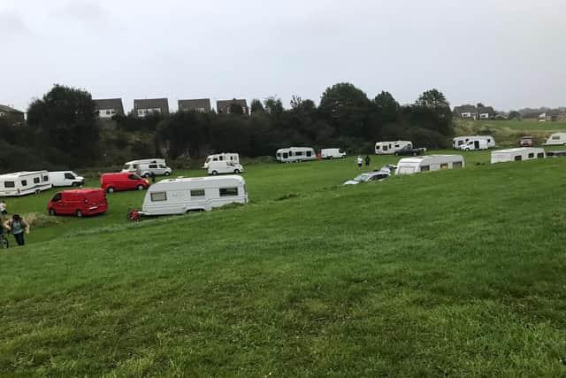 Around 15 caravans moved on to land known as spider rec, near Quarrydale Road in Skegby last night