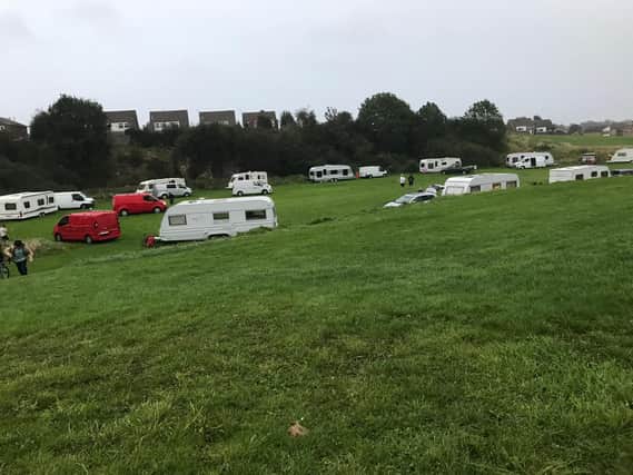 Around 15 caravans moved on to land known as spider rec, near Quarrydale Road in Skegby last night