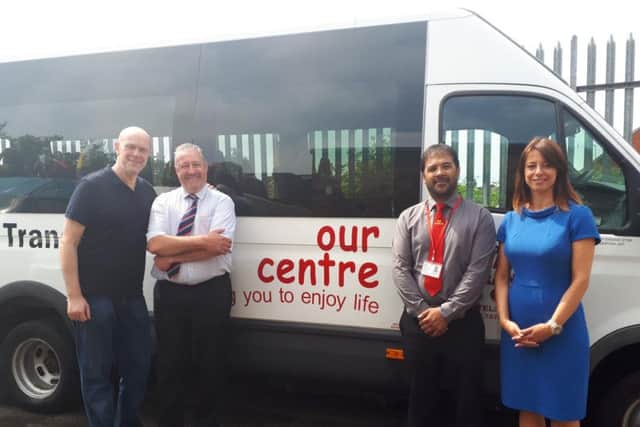 John Knight, Tim Cooper, lead mini bus driver Elden Skinner and
Gloria De Piero.