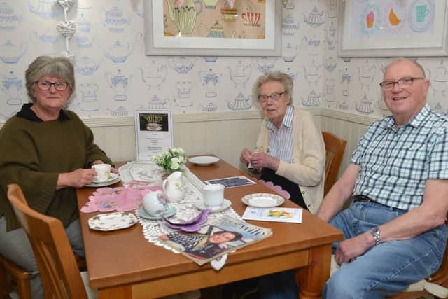 Kingfisher Court Care Home along with Jigsaw Support held a 1940Ã¢Â¬"s themed dementia cafe, pictured are Kathleen Wilkes, Betty Parnham and Derek Alcock